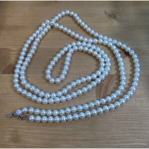 Vintage Sarah Coventry Faux Pearl Strung Necklace 58" Classic Quality!